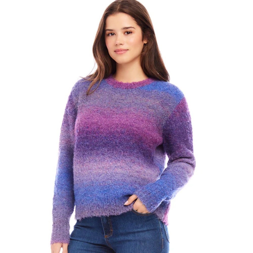 Karen Kane Plum Ombré Boucle Crew Neck Sweater XL